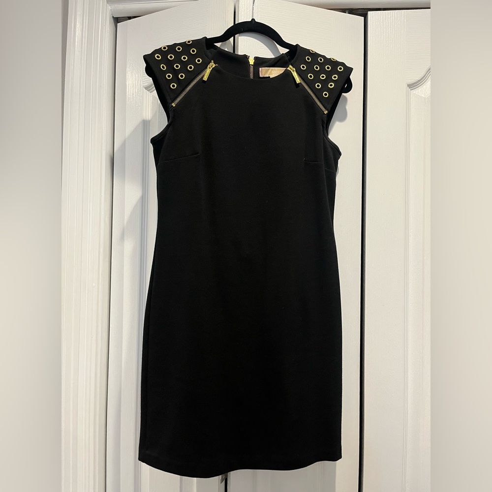 Black Cocktail Dress with Gold Details